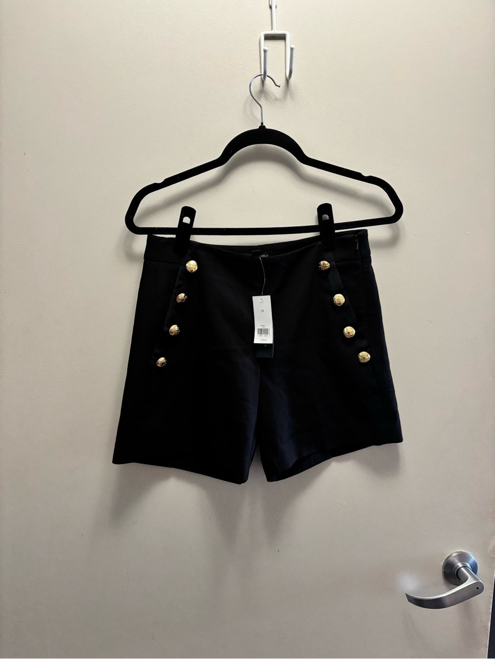 Banana Republic Black High-Rise Shorts with Gold Buttons